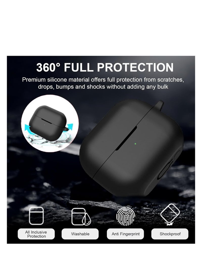 Compatible with Samsung Galaxy Buds 3 Case & Galaxy Buds 3 Pro Case, Silicone Cover with Carabiner, Full Protection, Wireless Charging, Headphone Accessories, for Men, for Women (Black) - Image 2