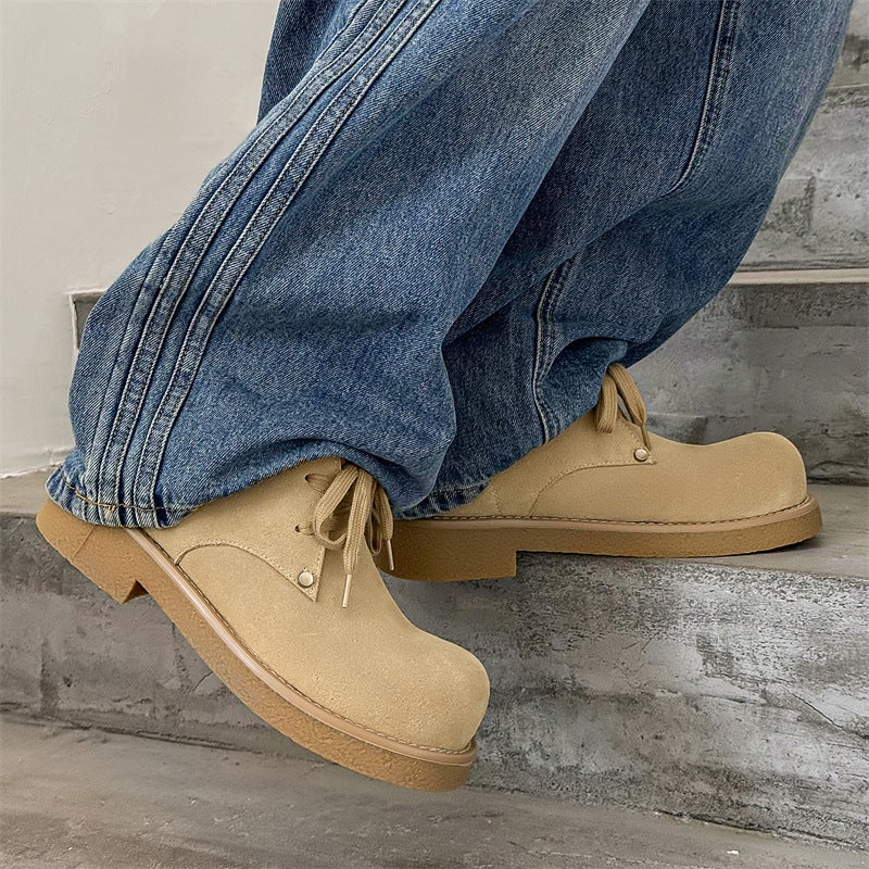 Derby Shoes Men'S Thick-Soled Increased Anti-Velvet Leather Round Toe Design All-Match Casual Workwear Martin Boots - Image 4