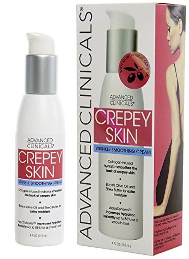Advanced Clinicals Crepey Skin Wrinkle Smoothing Cream For Body, Neck, Decollete. Anti-Aging Cream With Collagen, Shea Butter, And Hyaluronic Acid. Large 4Oz Bottle With Pump. (4Oz)  - Image 1