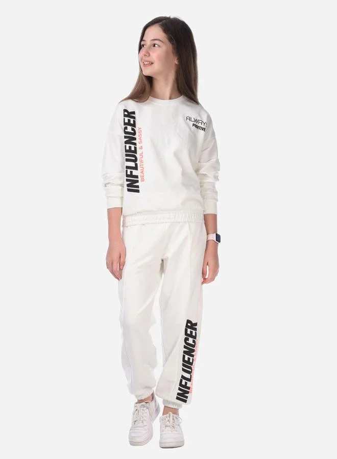 victor and jane Slogan Print Regular Sweatshirt & Joggers Set by Styli