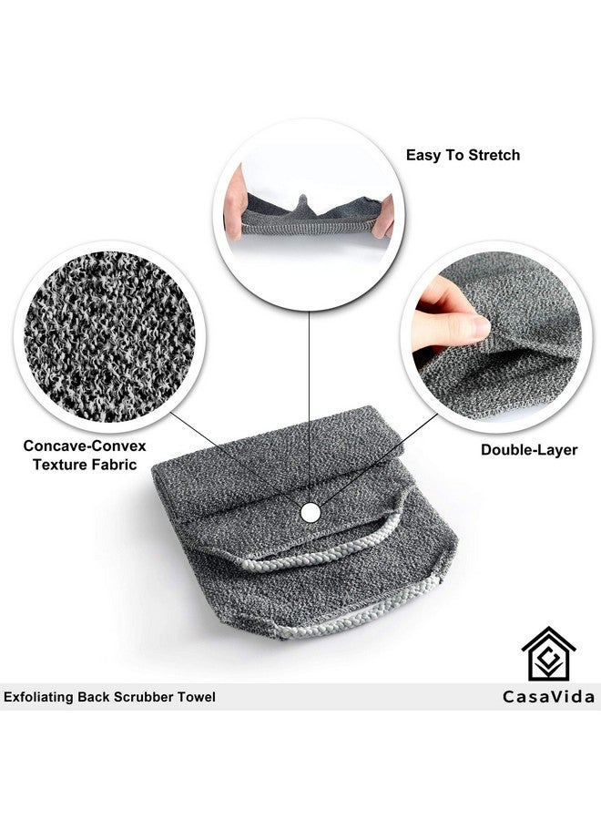 CASAVIDA Back Scrubber For Shower Exfoliating Body Scrubber Nylon Bath Towel Shower Back Washer Exfoliating Washcloth Rear Scrub Japanese Stretchable Pull Strap Wash Cloth Scrub Washcloth 2 Pack - Image 3