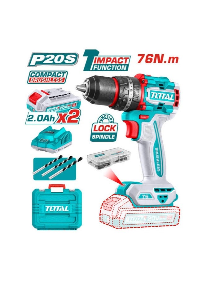 TOTAL 20 volt rechargeable impact driver, disassemble, connect and screwdriver with 2 batteries and a charger - Image 1