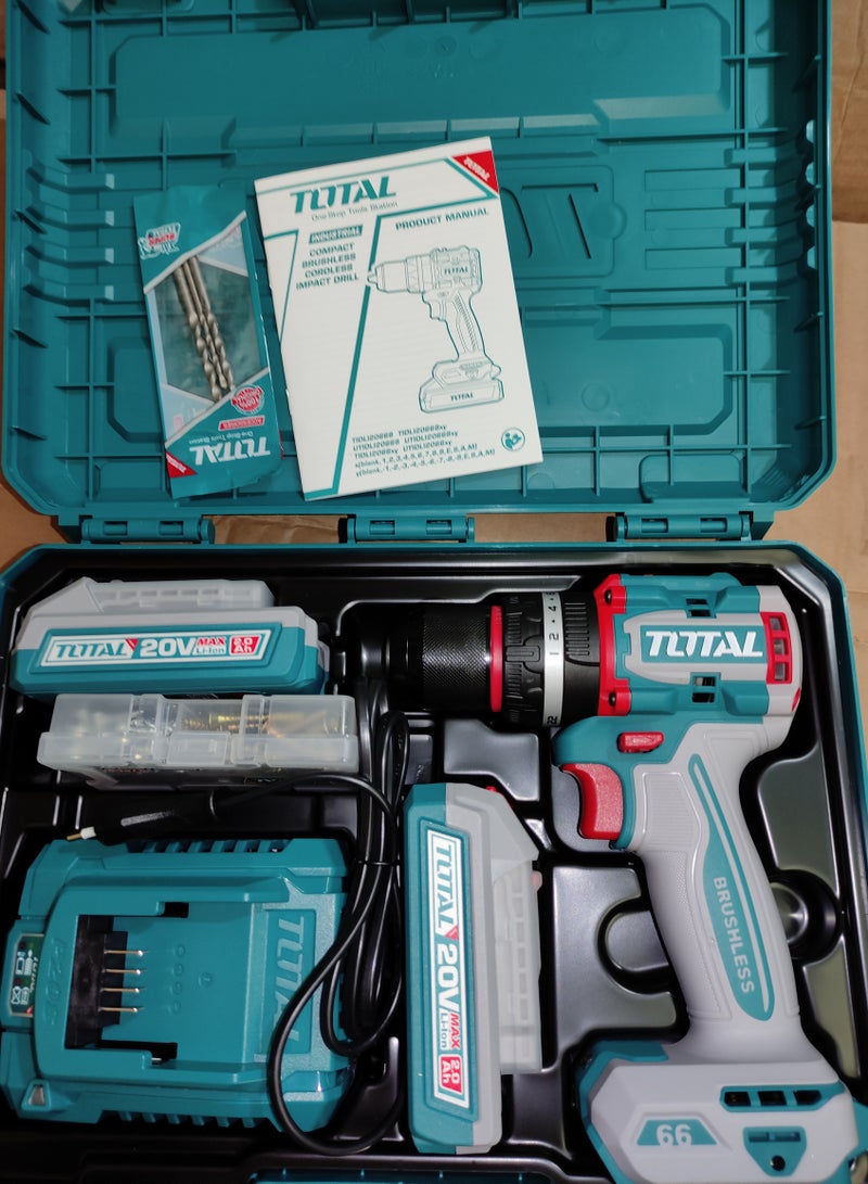 TOTAL 20 volt rechargeable impact driver, disassemble, connect and screwdriver with 2 batteries and a charger - Image 2