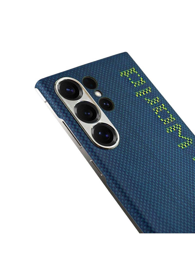 PITAKA - pitaka for Case Galaxy S24 Ultra Compatible with MagSafe, Thin & Light Case Galaxy S24 Ultra with a Caseless Feel, Glow in The Dark, 1500D Aramid Fiber Woven Luminous Tactile Woven Case - Hello,World - Image 1