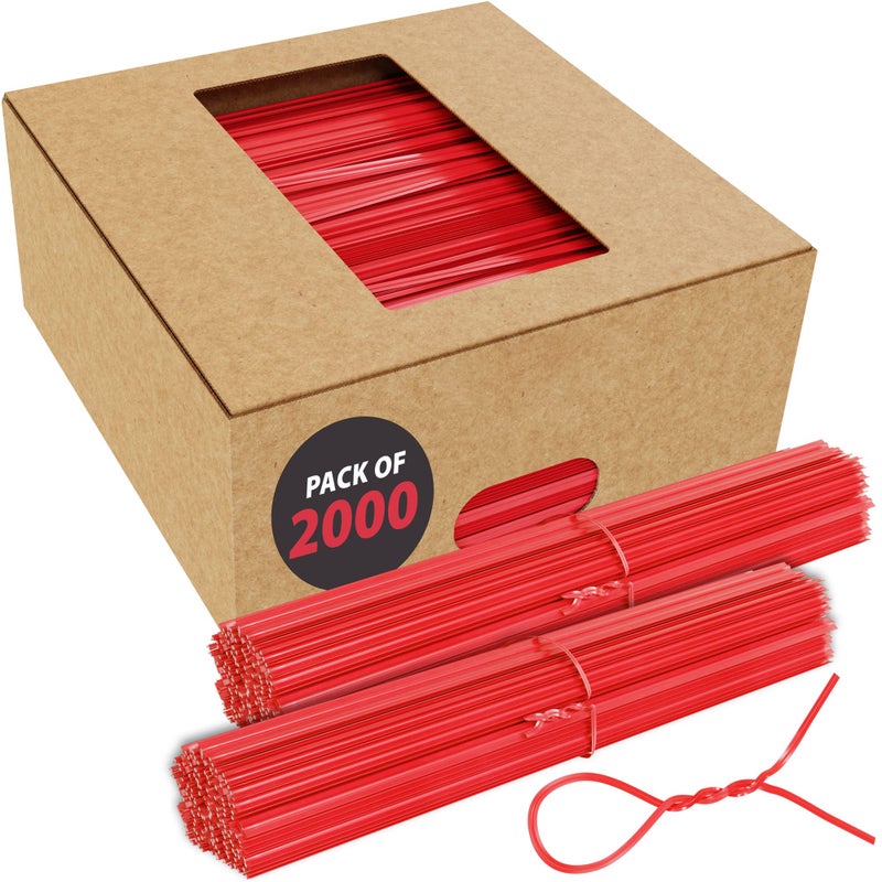 Supellectilem Red Twist Ties for Bags  Bulk 2000 Pack with Dispenser Box  4 Coated Wire Ties Reusable Bread Twisty Ties for Plastic Bags 