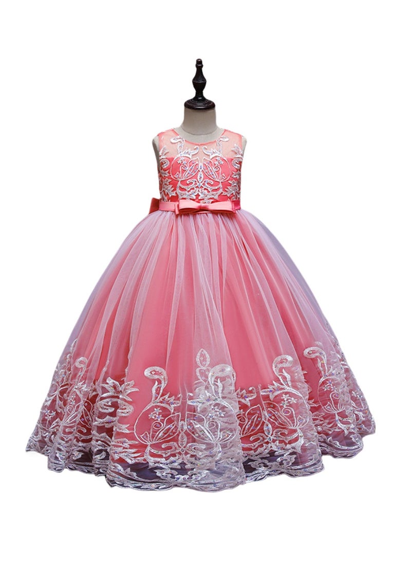 Girls Dress Sleeveless Mesh Performance Host Princess Dress Costumes - Image 1