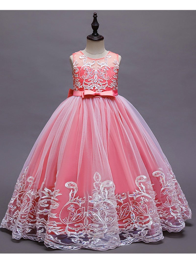 Girls Dress Sleeveless Mesh Performance Host Princess Dress Costumes - Image 2