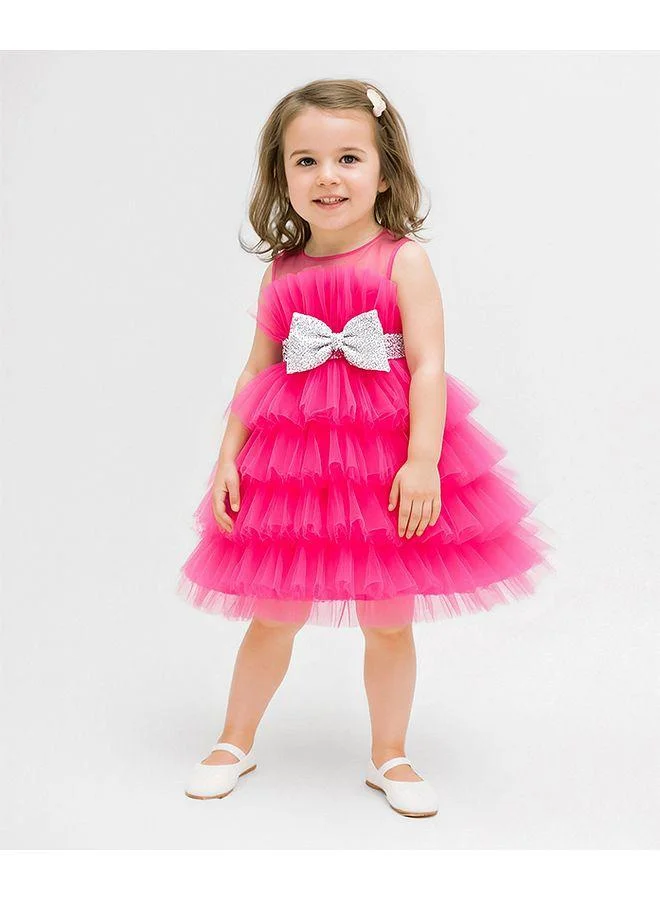 Mark & Mia Mark & Mia Tiered Tulle Bow Detailing Party Dress - Fuchsia