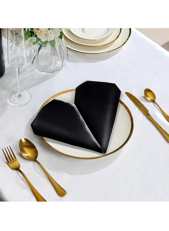 مناديل قماشية 17 × 17 بوصة مناديل عشاء بوليستر قابلة للغسل مناديل طاولة ناعمة لحفلات الزفاف والعشاء (أسود، 12 قطعة) - Image 5