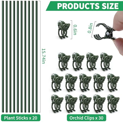 Vidroxin 10pcs 15.7" Plant Stakes with 15pcs Clips, Bendable Orchid Stakes and Clips Set Support Tall for Indoor/Outdoor Plants,Potted Plants,Single Stem Vines Flower Plant Support Sticks for Orchid Rose Peony - Image 2