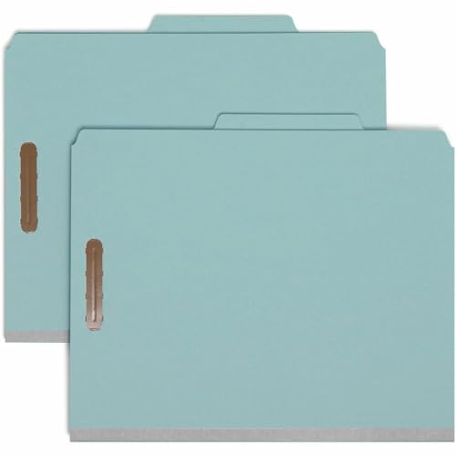 Smead Blue Classification File Folders for Documents Letter Size 2 Inch Expansion 2 Dividers Durable Pressboard for Legal and Office Files Blue 10 Pack 14021