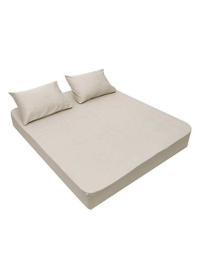 MEHALLA MEHALLA Fitted Sheet Set - Square Sateen  - Queen Light Grey-Egyptian Cotton 100%  - Image 1