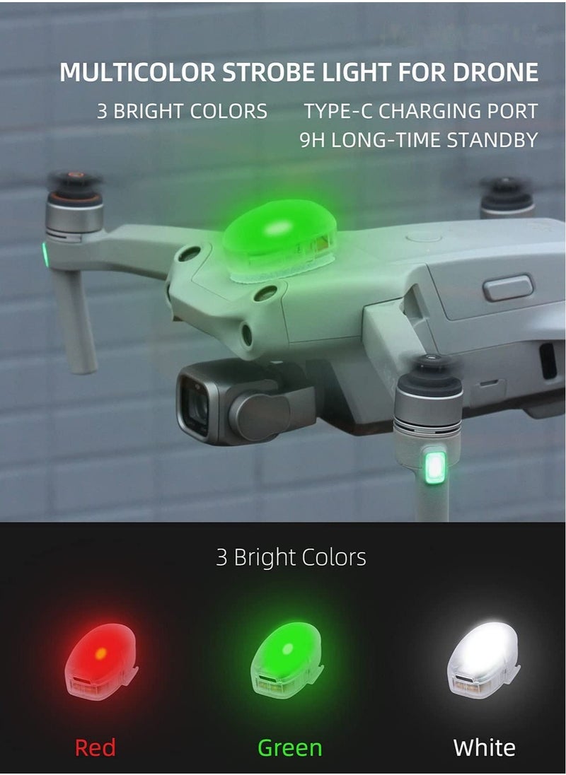 Drone Strobe Light Anti-Collision, for DJI Mini SE/Air2s/Mavic 2 and All Other Drones Led 3 Color Super Bright Rechargeable Night Flight Warning Light Anti-collision Lighting