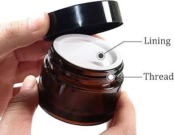 VASANA 2PCS 100g33oz Empty Brown Glass Cream Jar with Inner Liners and Black Lid Refillable Travel Storage Jar Makeup Pot Cosmetics Container for Lotions Powders Body Scrub - Image 3