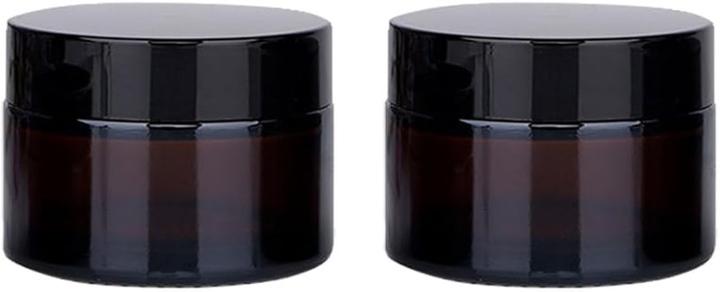 VASANA 2PCS 100g33oz Empty Brown Glass Cream Jar with Inner Liners and Black Lid Refillable Travel Storage Jar Makeup Pot Cosmetics Container for Lotions Powders Body Scrub - Image 1
