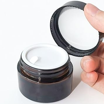 VASANA 2PCS 100g33oz Empty Brown Glass Cream Jar with Inner Liners and Black Lid Refillable Travel Storage Jar Makeup Pot Cosmetics Container for Lotions Powders Body Scrub - Image 5