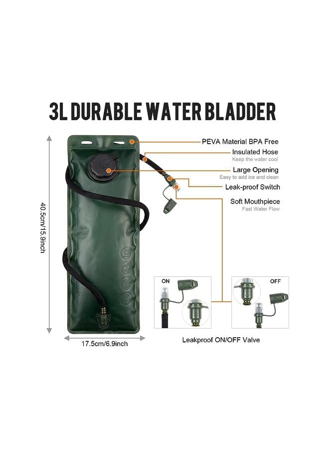 Hydration Pack Water Backpack,Military Tactical Hydration Pack,Sports Runner Rucksack With 3L Water Bladder For Hiking Cycling Biking Running Walking Hunting And Climbing