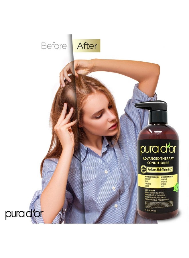 PURA D'OR Advanced Therapy Conditioner (16oz) For Increased Moisture, Strength, Volume & Texture, No Sulfates, Contains Argan Oil & Biotin, All Hair Types, Men & Women (Packaging May Vary) - Image 3