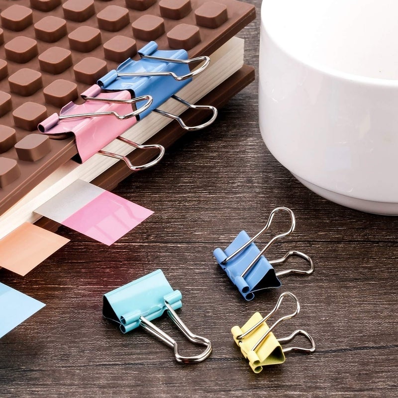 TecUnite 150 Pcs Binder Clips Assorted Sizes Pastel Paper Clamps Clips Large Medium Small Clips Office Supplies - Image 3