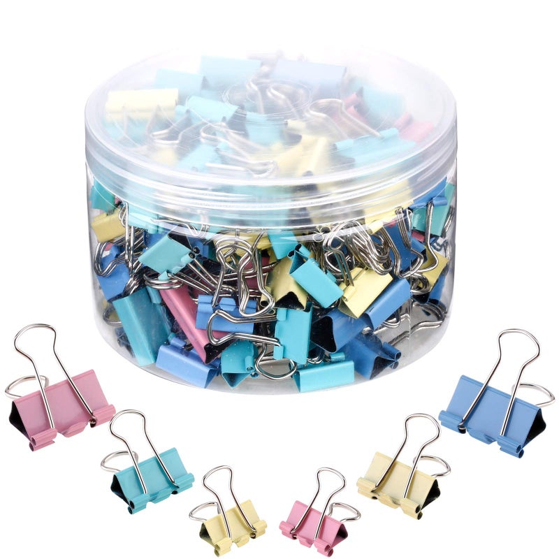 TecUnite 150 Pcs Binder Clips Assorted Sizes Pastel Paper Clamps Clips Large Medium Small Clips Office Supplies - Image 1