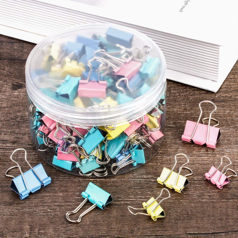 TecUnite 150 Pcs Binder Clips Assorted Sizes Pastel Paper Clamps Clips Large Medium Small Clips Office Supplies - Image 5
