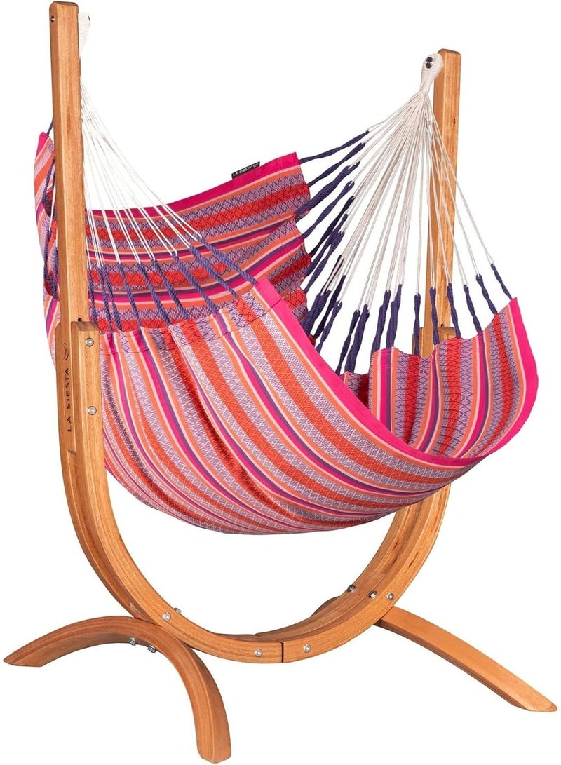 LA SIESTA Udine Organic Outdoor Hammock Chair and Stand (W 115 cm) - Flamingo - Image 1