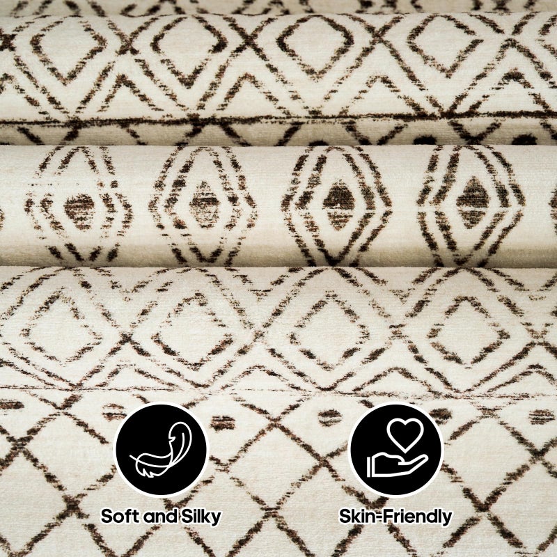 BYYVOO 2'6"x12' Hallway Runner Rug Moroccan - Machine Washable Runner Rugs Low Pile Rug with Rubber Backing Soft Long Floor Mat Non Slip Vintage Indoor Carpet for Bedroom Entryway 2'6"x12' Geo Beige - Image 5
