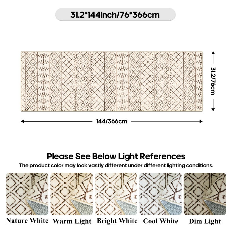 BYYVOO 2'6"x12' Hallway Runner Rug Moroccan - Machine Washable Runner Rugs Low Pile Rug with Rubber Backing Soft Long Floor Mat Non Slip Vintage Indoor Carpet for Bedroom Entryway 2'6"x12' Geo Beige - Image 4