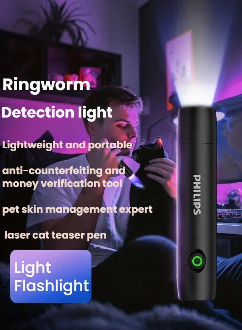 LED Laser Light Pointer Rechargeable 395nm UV Flashlight, Mini Blacklight for Pet Urine Detection, Fungus, Cat Ringworm, Scorpion Hunting - Portable Handheld UV LED Light for Home and Outdoor Use - Image 1