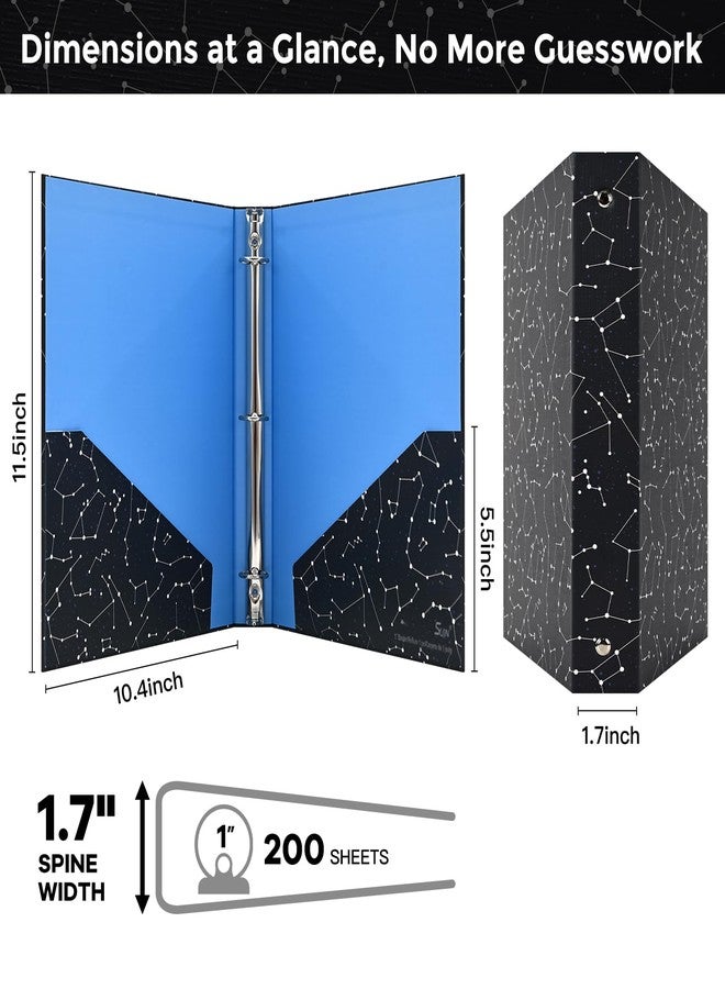SUIN 1-inch 3-Ring-Binder with Pockets, Decorative 12 Zodiac Star Chain, 1" Stylish Round Ring Binder for Work/Home/Back to School,2-Pack - Image 2