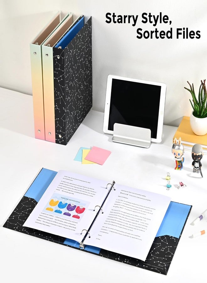 SUIN 1-inch 3-Ring-Binder with Pockets, Decorative 12 Zodiac Star Chain, 1" Stylish Round Ring Binder for Work/Home/Back to School,2-Pack - Image 3