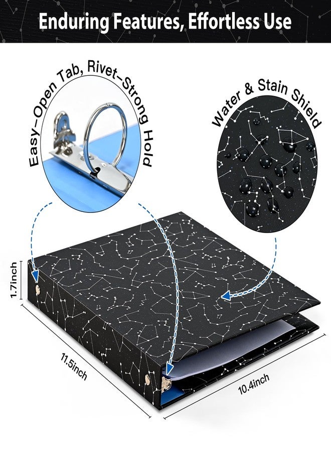 SUIN 1-inch 3-Ring-Binder with Pockets, Decorative 12 Zodiac Star Chain, 1" Stylish Round Ring Binder for Work/Home/Back to School,2-Pack - Image 4