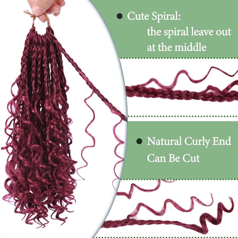 Eerya Goddess Box Braids Crochet Hair 10 Inch 8 Packs Pre-looped Bohemian Crochet Boho Box Braids With Curly Ends 3X Crochet Braids Hair for Black Women Synthetic Braiding Hair 16 Strands (#BUG) - Image 4
