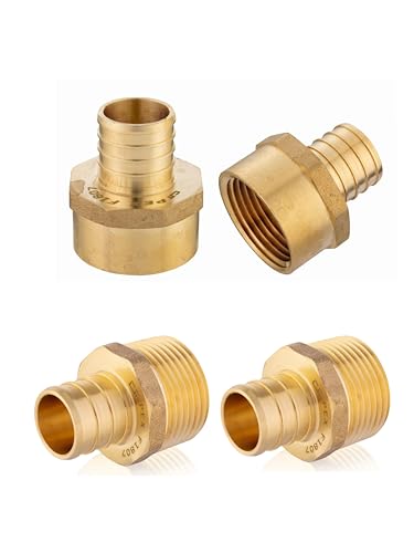 EFIELD Pex 3/4 Inch x 3/4 Inch NPT Male/Female (2 Pieces/Each) Adapter Brass Crimp Fitting(Pack of 4),(PEX1807177) - Image 1