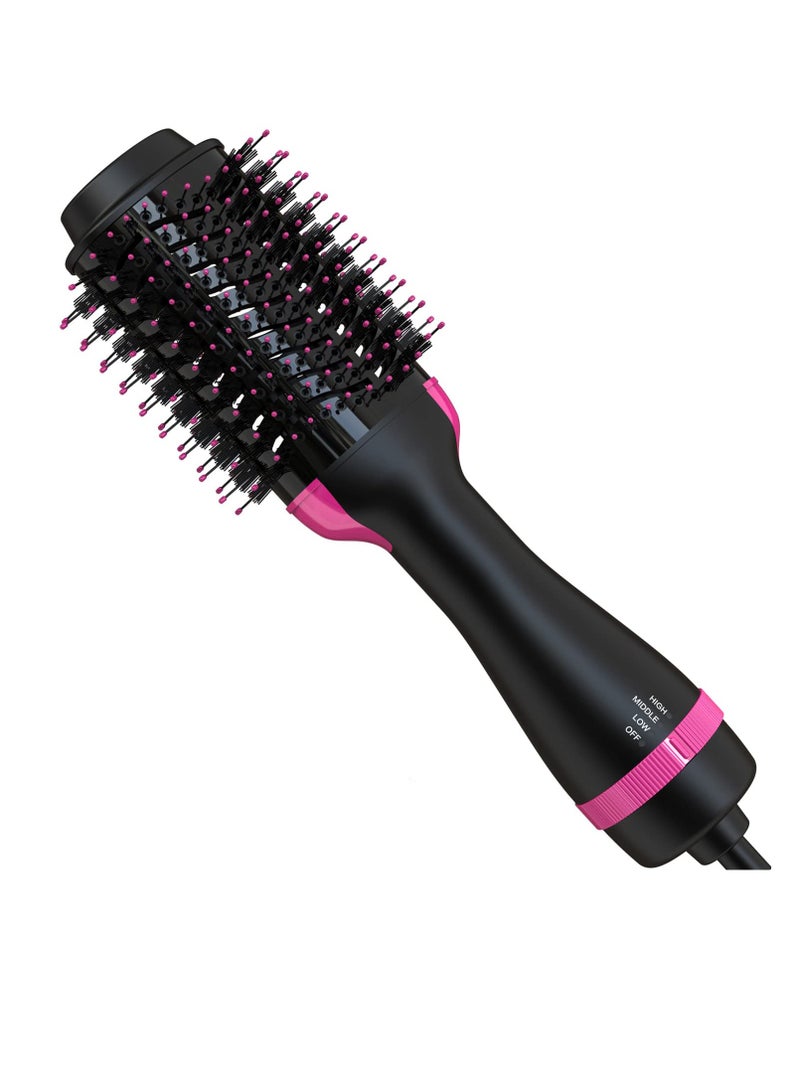 Excefore Hair Dryer Brush Blow Dryer Brush in One, 4 in 1 Hair Dryer and Styler Volumizer with Negative Ion, Hot Air Brush Hair Straightener, Curling Brush Oval Shape, Pink - Image 1