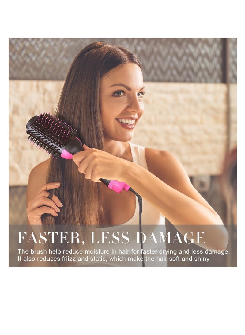 Excefore Hair Dryer Brush Blow Dryer Brush in One, 4 in 1 Hair Dryer and Styler Volumizer with Negative Ion, Hot Air Brush Hair Straightener, Curling Brush Oval Shape, Pink - Image 4