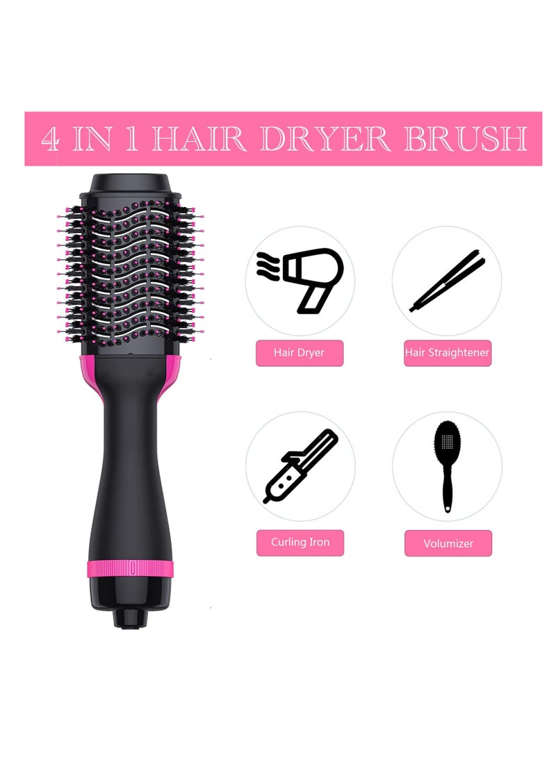 Excefore Hair Dryer Brush Blow Dryer Brush in One, 4 in 1 Hair Dryer and Styler Volumizer with Negative Ion, Hot Air Brush Hair Straightener, Curling Brush Oval Shape, Pink - Image 2