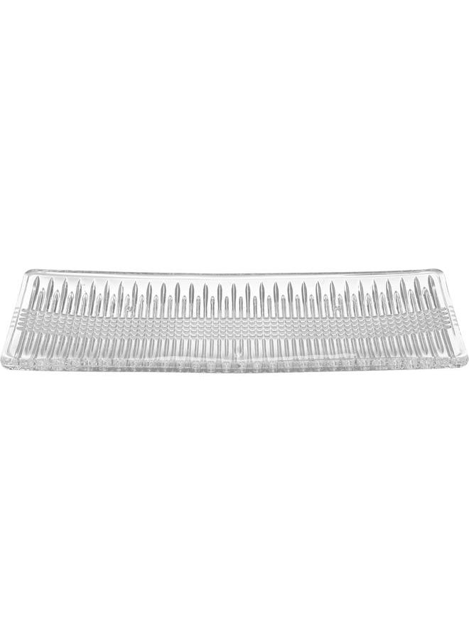Alsaif Glass Serving Plate Striped Rectangle 41 X 15 X 3.6 Cm Clear  - Image 1