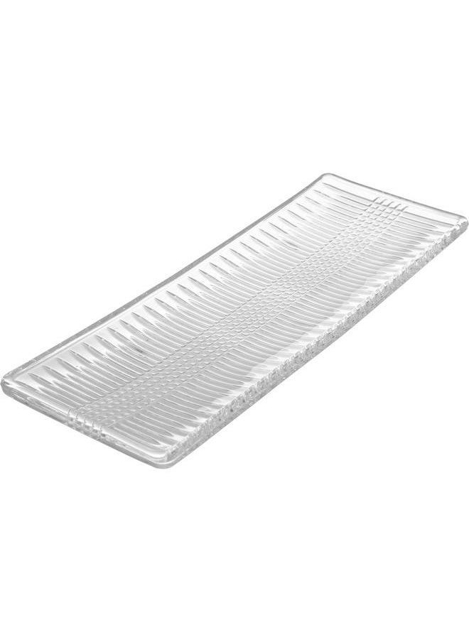 Alsaif Glass Serving Plate Striped Rectangle 41 X 15 X 3.6 Cm Clear  - Image 2