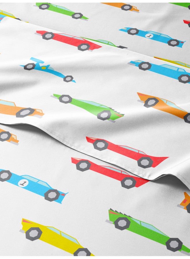 CGK Unlimited Kids Racecars Full 4 Piece Sheet Set Boys, Girls, Teens, Toddler Easy Fit Deep Pockets Breathable, Hotel Quality Bedding Sheets - Machine Washable Wrinkle Free Cute, Cozy, Soft CGK Linens - Image 1