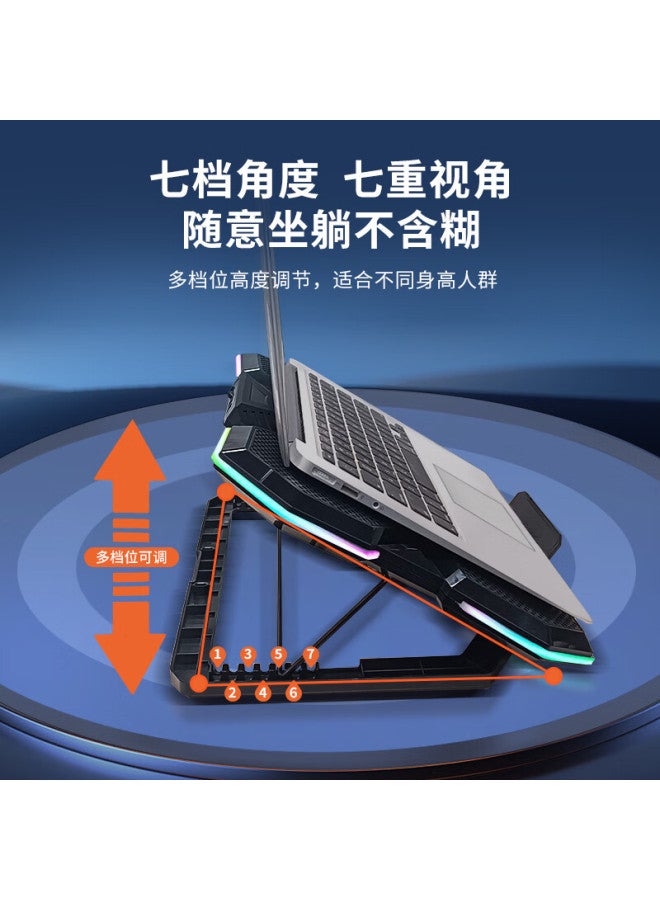 Ecola Gaming Laptop Cooling Stand, Douzhanzhe Zhans7000 Gaming Five-fan Cooler With Ten Rgb Colorful Light Effects + 7 Adjustable Height Levels Nbc-t907 Bk - Image 2