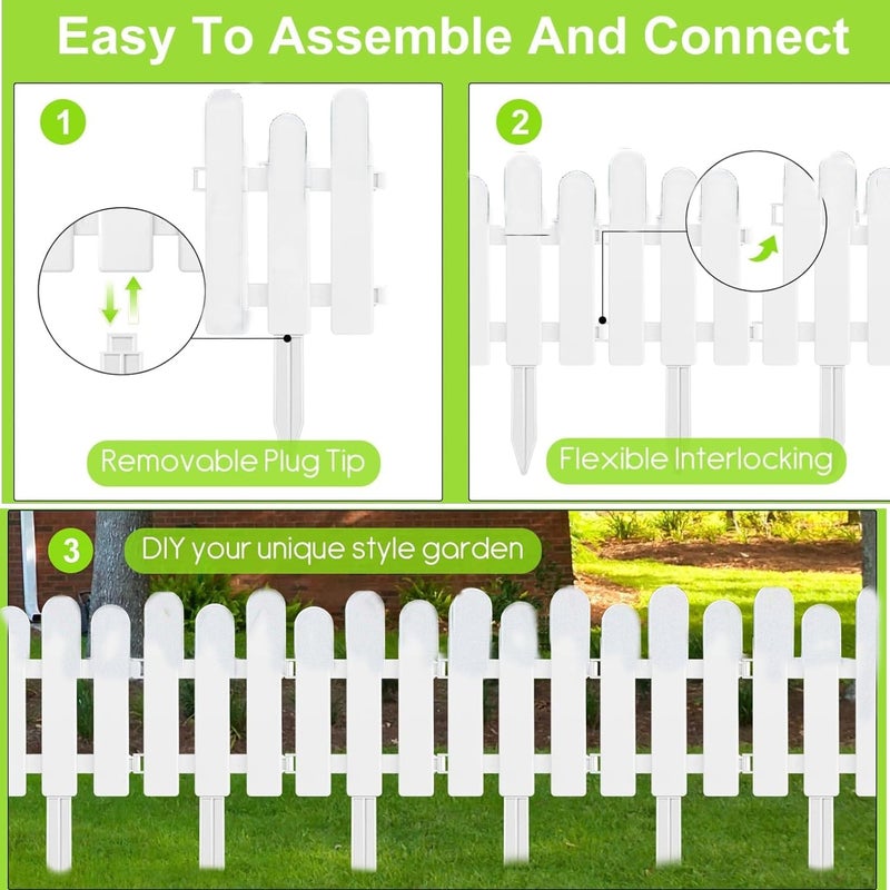 Nasmodo 2Pcs Garden Fence for Outdoor 100x40cm Plant Partition Fence for Balcony Picket Self Standing Fence for Outdoors Decorative Fence Garden Border Edging for Plants (White) - Image 2