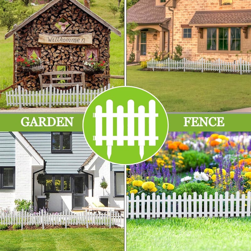 Nasmodo 2Pcs Garden Fence for Outdoor 100x40cm Plant Partition Fence for Balcony Picket Self Standing Fence for Outdoors Decorative Fence Garden Border Edging for Plants (White) - Image 5