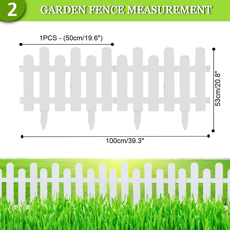 Nasmodo 2Pcs Garden Fence for Outdoor 100x40cm Plant Partition Fence for Balcony Picket Self Standing Fence for Outdoors Decorative Fence Garden Border Edging for Plants (White) - Image 3