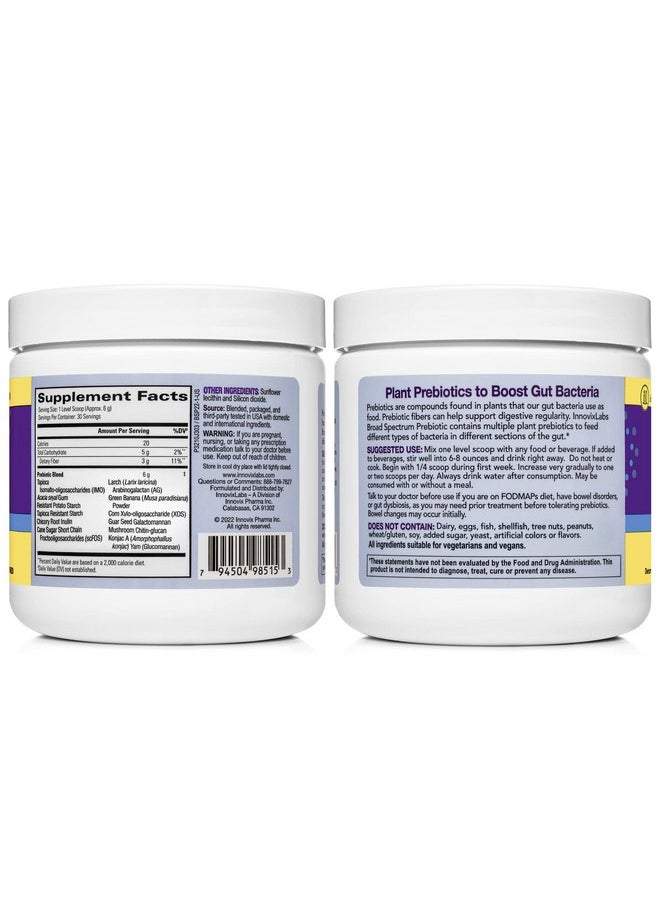 InnovixLabs - Prebiotic Fiber Powder Gut Health And Regularity. Prebiotics For Women. Diverse Fiber Supplement. Soluble And Insoluble Fiber. Vegan/Gf. No Sugar. 30Day Prebiotic Powder Supplement - Image 1