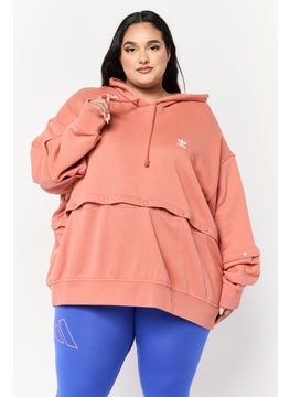 adidas Originals Women Plus Size Long Sleeves Training Hoodie, Pink  - Image 1