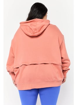 adidas Originals Women Plus Size Long Sleeves Training Hoodie, Pink  - Image 4