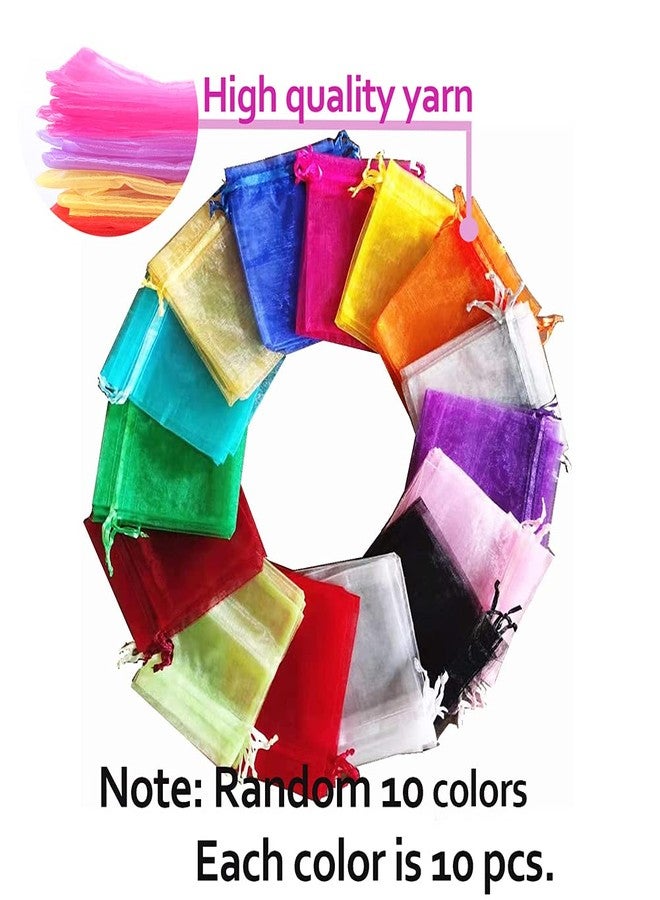 LYSXP Organza Bags 3.5x4.7 Inch 100pcs Random 10 Colors Mesh Organza Gift Bags with Drawstring, Jewelry Favor Pouches Wedding Party Christmas Candy - Image 2