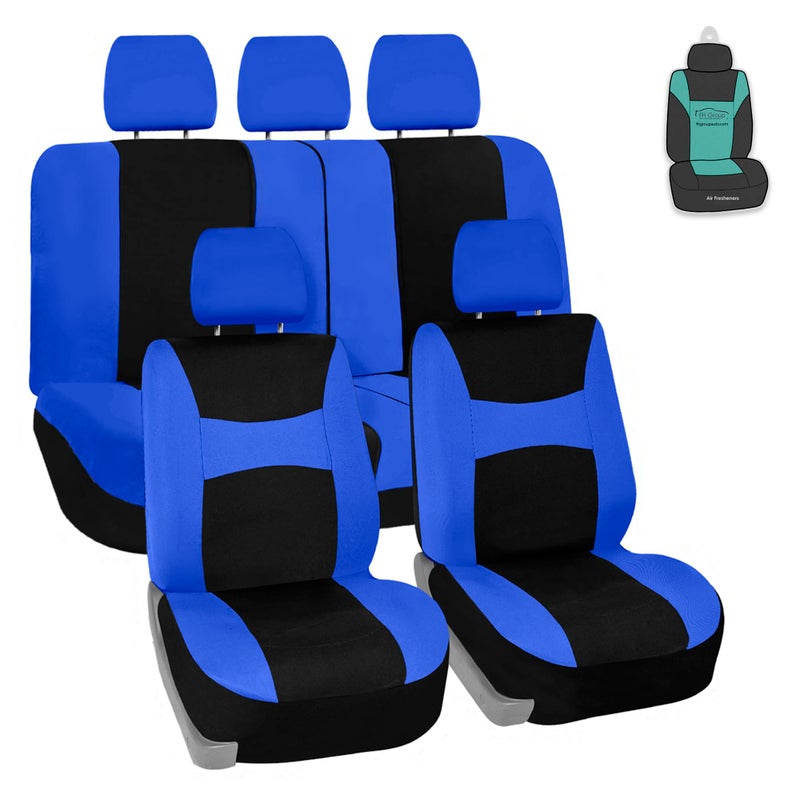 FH Group Universal Car Seat Covers Full Set for SUV Truck Sedan Vans  Waterproof AllPurpose Cloth Seat Cover Set Airbag Compatible Washable Split Bench Protector Interior Upgrade  Blue