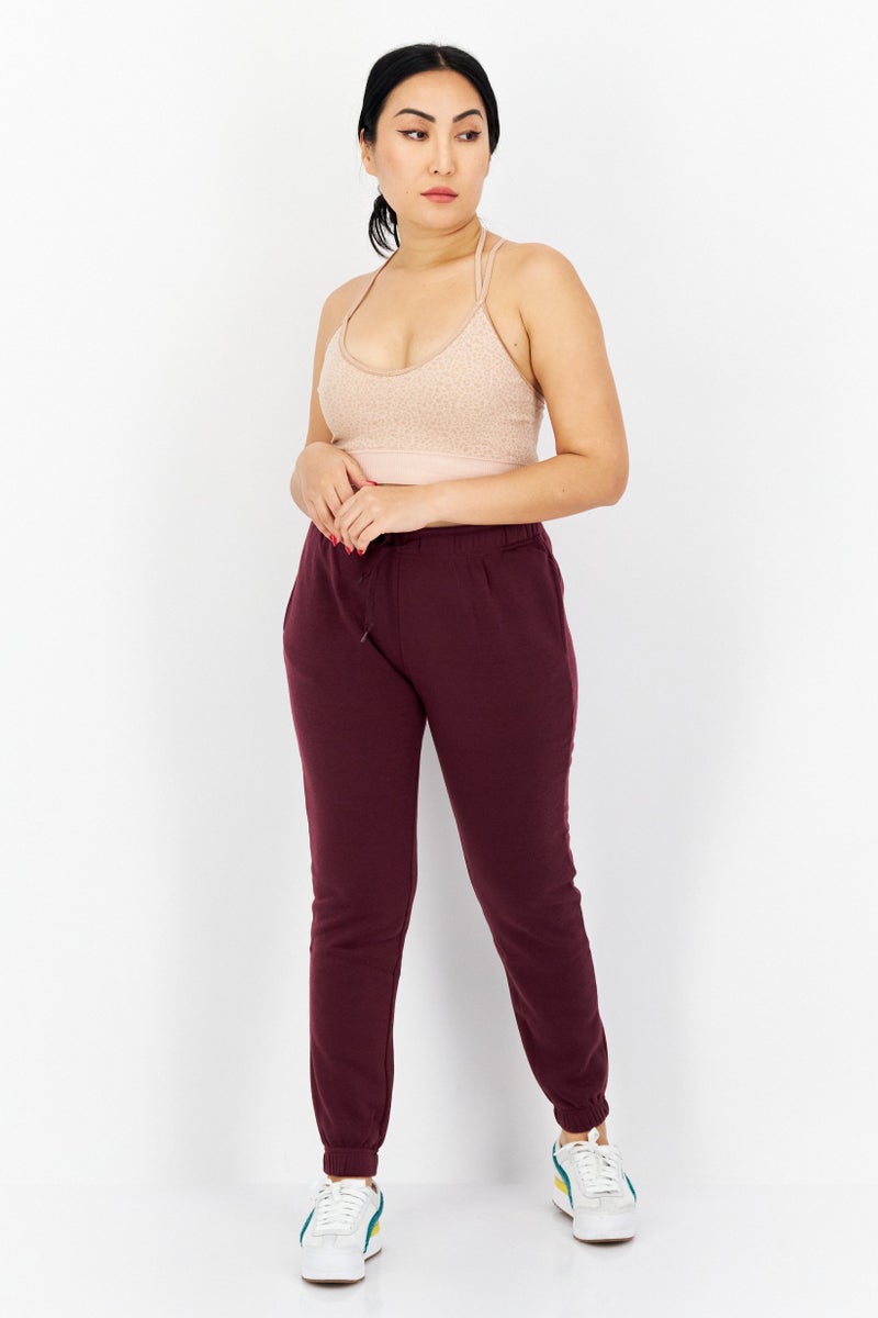 Fit Collective Women Regular Fit Solid Jogger Pants, Dark Purple - Image 4